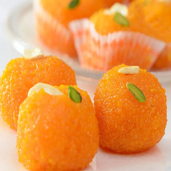 Motichoor Laddu at Lakshya Sweets, Jind